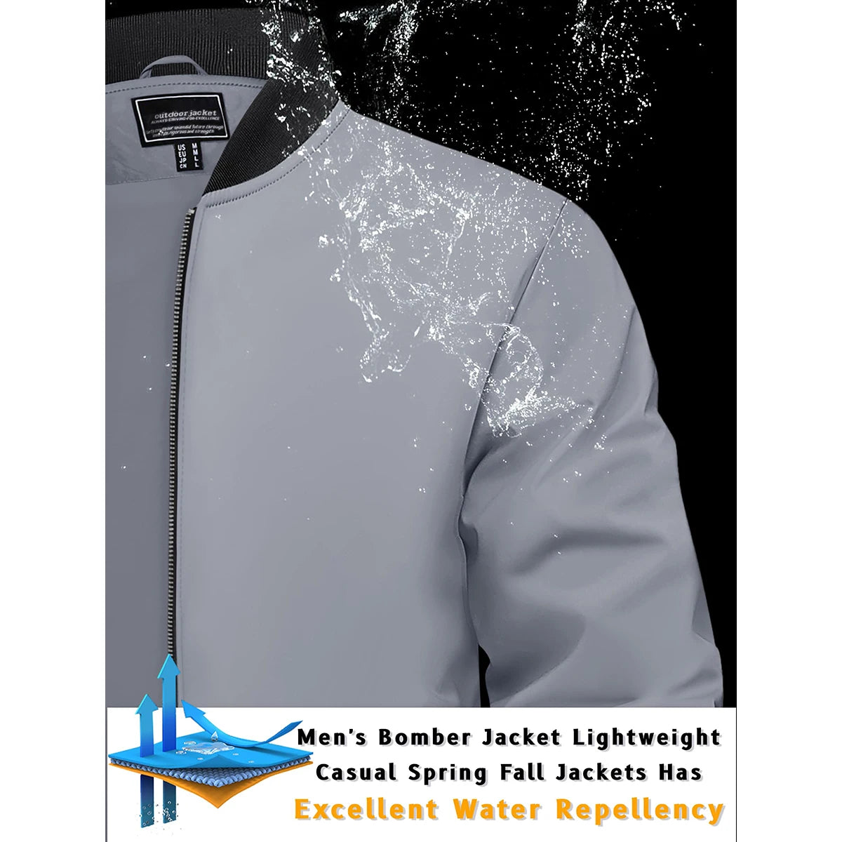 TACVASEN Men’s Varsity Bomber Jacket – Lightweight, Windproof & Waterproof Fall Outerwear for Outdoor & Casual Wear