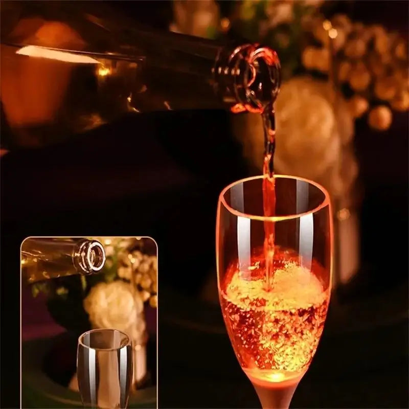 LED Light Up Cups Wine Champagne Flutes Party Favors Adults Colored Plastic Champagne Flutes Drinking Glasses Glow in 1pc