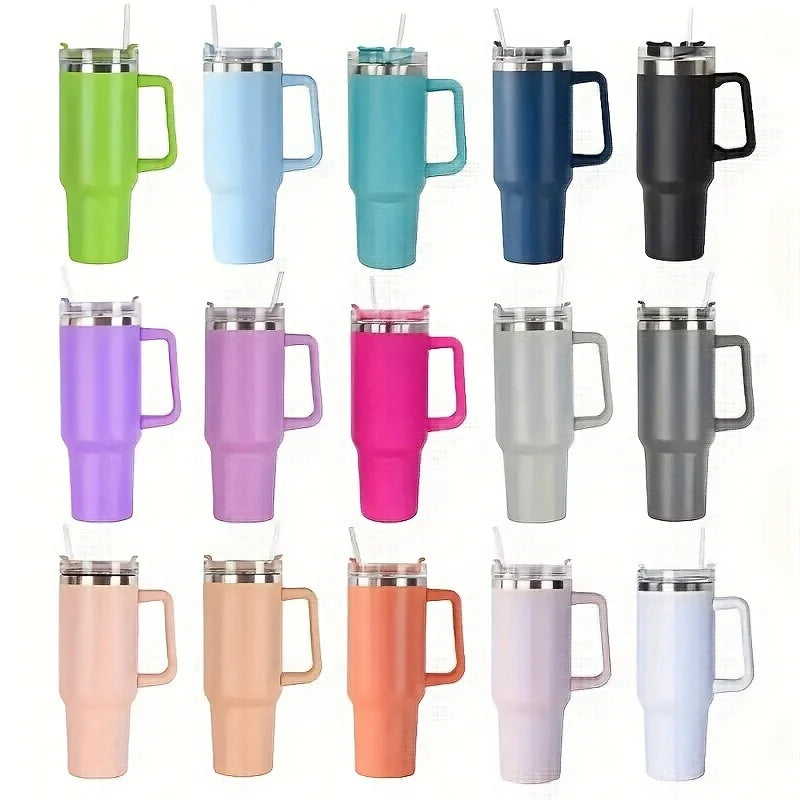 40 oz Stainless Steel Insulated Water Bottle With Handle Drinking Cups Keeps Cold Tumbler With Lid Straw Mug for Summer Outdoor