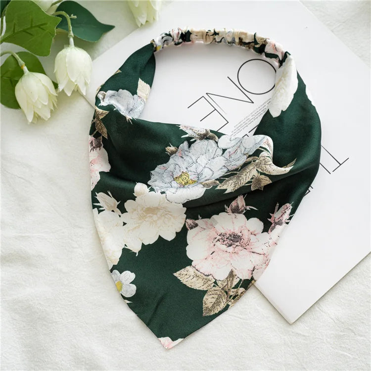 2022 Summer Vintage Print Flower Beach Bandana Hair Scarf Fashion Elastic Rubber Headbands for Women Girl Hair Accessories