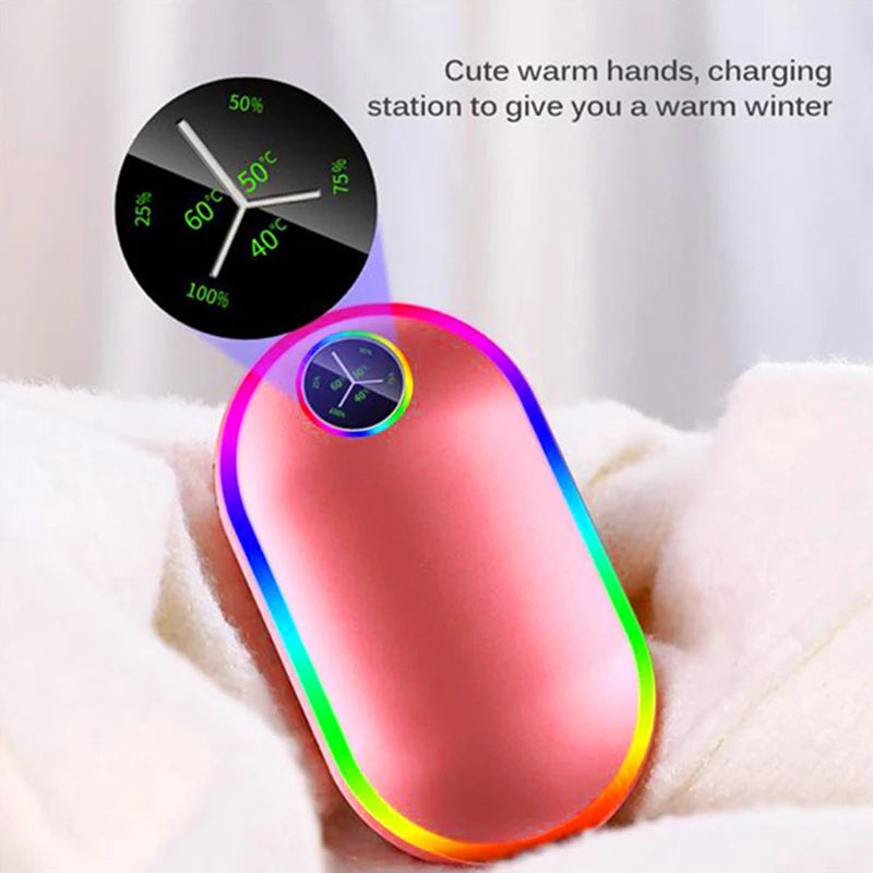 10,000mAh USB Rechargeable Electric Hand Warmer – 4-in-1 Mini Pocket Power Bank with Dual-Side Heating and Long Battery Life for Winter"