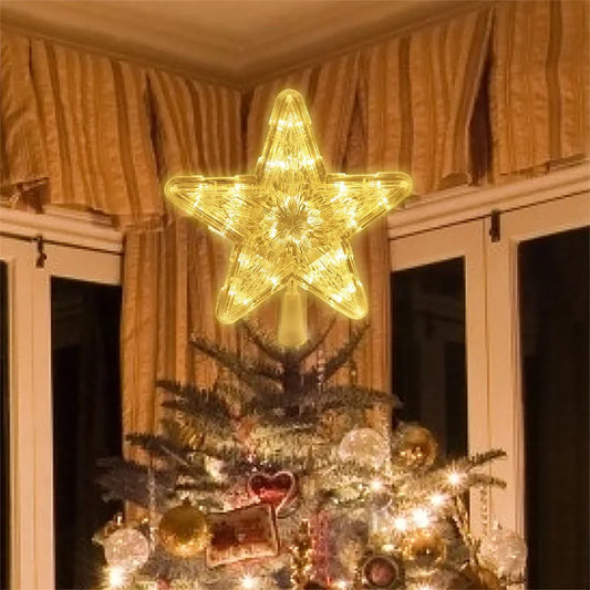 LED Light-Up Christmas Tree Star Topper – Festive Xmas Tree Ornament Lamp for 2024 Holiday Season, Perfect for Home Navidad and New Year Decorations