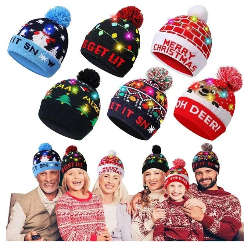 Christmas LED Snowman Hat – Creative Flashing Knitted Cap with LED Lights, Perfect for Xmas Parties and Winter Celebrations, Great Christmas Gift