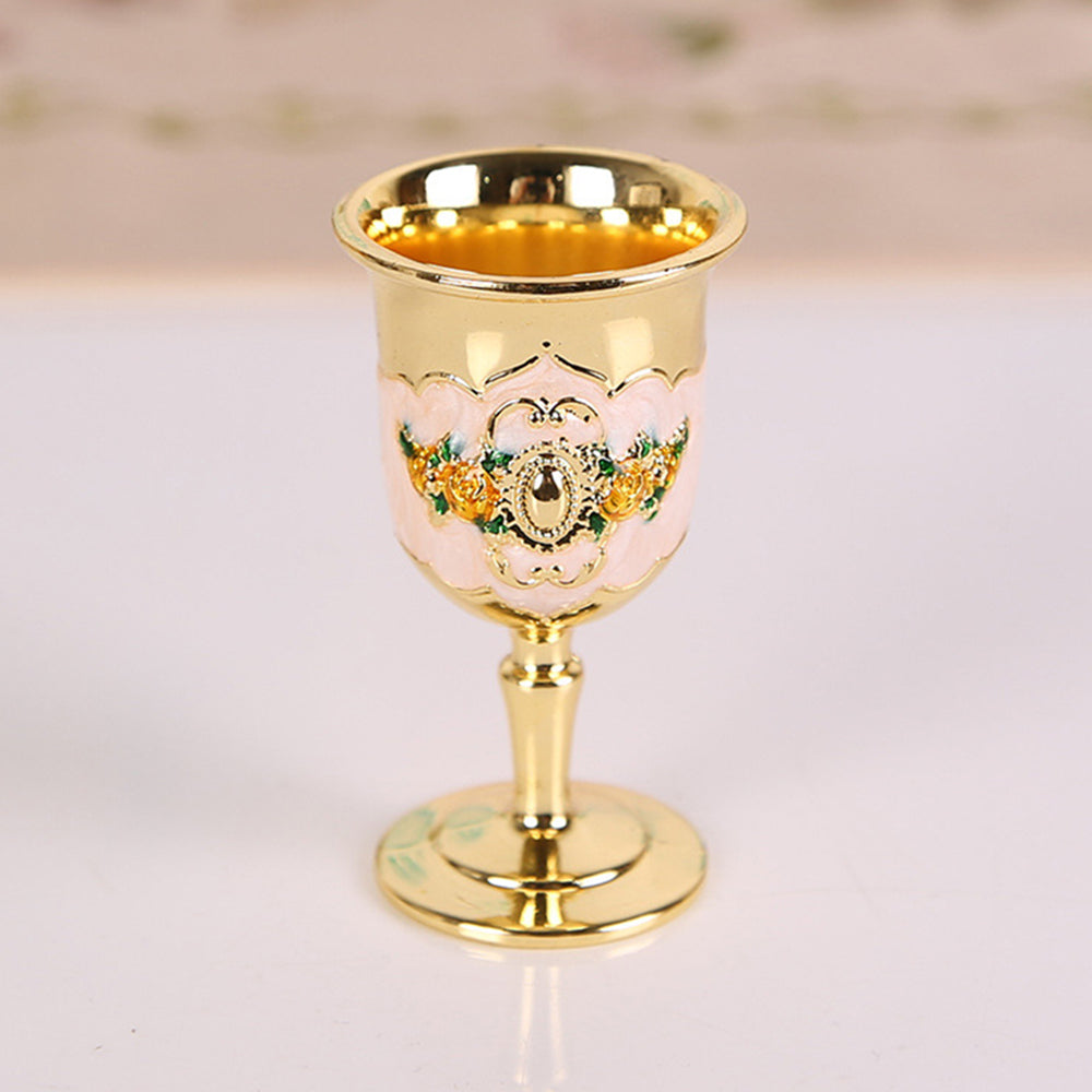 Vintage Palace White Wine Glass Engraved Flower Pattern Goblet Wineglass Bar Metal Wine Glass Champagne Cocktail Drinking Cup