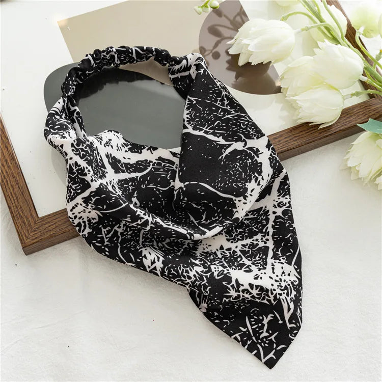 2022 Summer Vintage Print Flower Beach Bandana Hair Scarf Fashion Elastic Rubber Headbands for Women Girl Hair Accessories