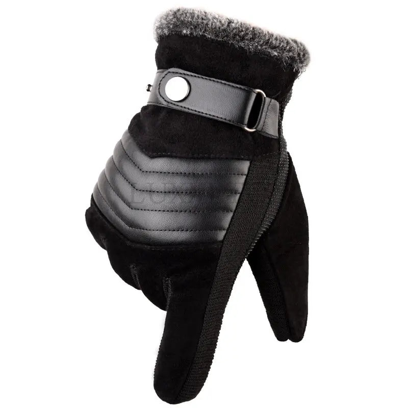 Men's Leather Gloves – Real Pigskin Winter Gloves, Warm and Thick for Driving, Skiing, and Outdoor Activities, Russia-Style Guantes Luvas