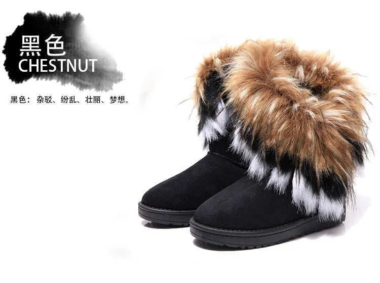 Women Winter Boots Snow Fur Boots Winter Warm Ankle Boots For Women Snow Shoes Style Round-toe Slip On Winter Boots Size 36-42