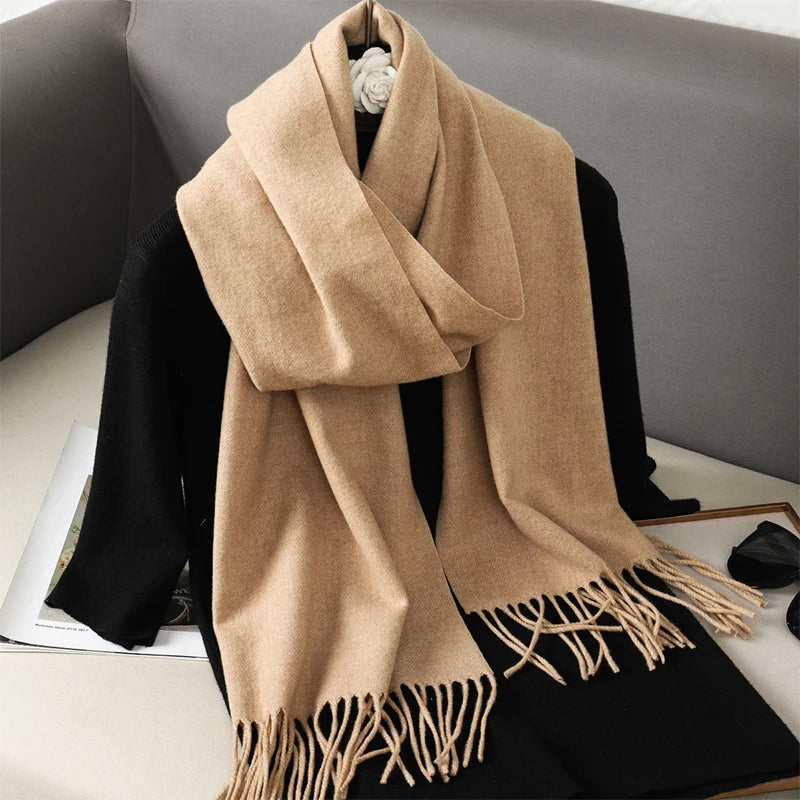 New 62 Color Winter Scarf For Women Long Warm Cashmere Scarves Hijab Solid Lady Shawl Wrap Female Pashmina Bandana Head Scarfs