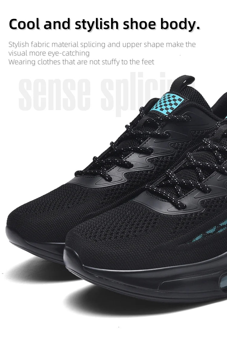 Men's casual sports shoes, light sports shoes, blue outdoor breathable mesh black running shoes, sports jogging training shoes