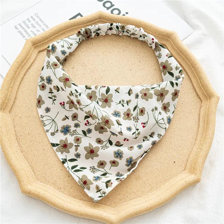 2022 Summer Vintage Print Flower Beach Bandana Hair Scarf Fashion Elastic Rubber Headbands for Women Girl Hair Accessories