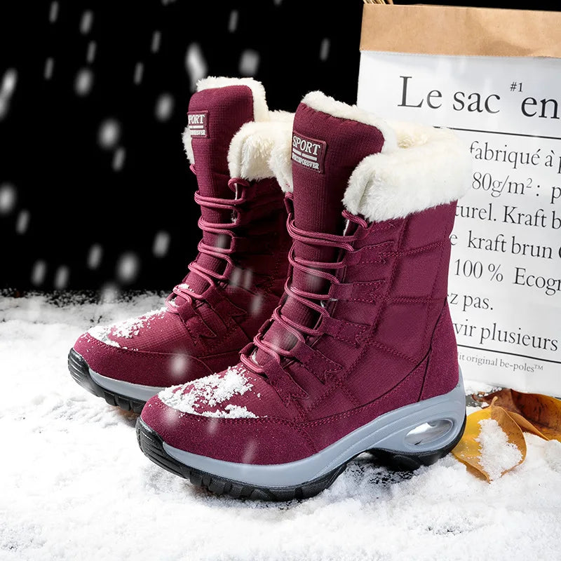 Winter Women Boots High Quality Warm Snow Boots Lace-up Comfortable Ankle Outdoor Waterproof Hiking 2024