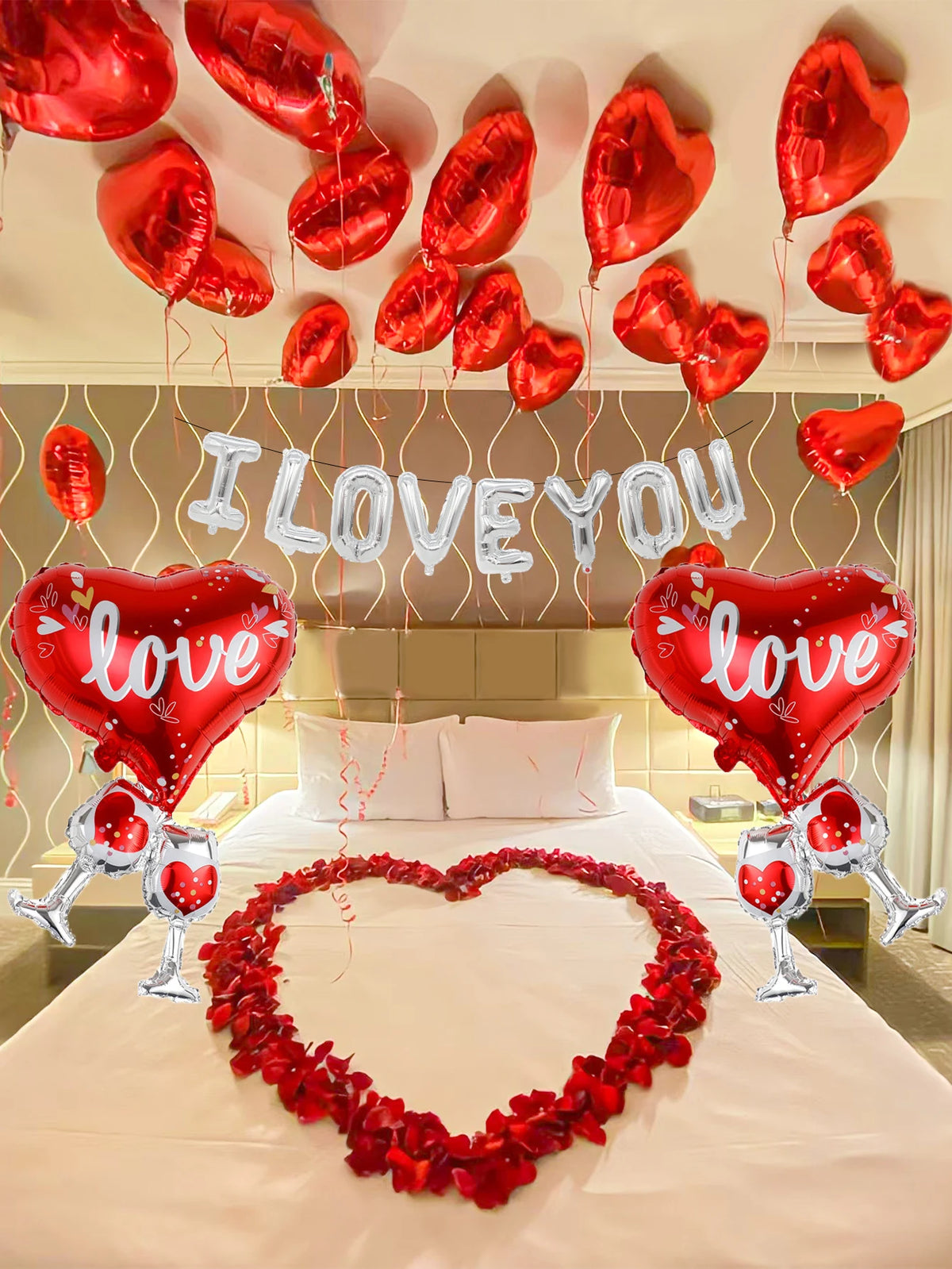 24-Piece Valentine's Day "I Love You" Balloon Set – 16-Inch Silver Balloons for Valentine’s Day and Anniversaries