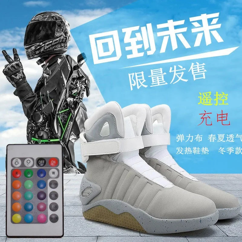 UncleJerry Men Boots Back To Future Adult USB Charging LED Shoes with Remote Control for Men and Women Boots for Party Mag 2024