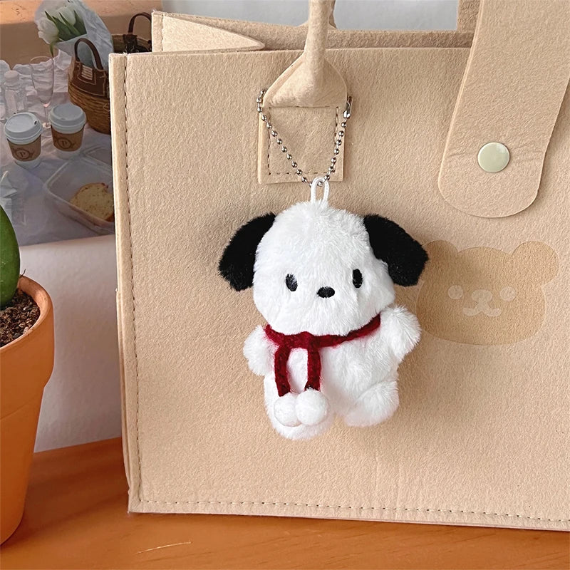 Cartoon Dog Doll Keychain Women Cute Plush Dog Keyring For Girls Gifts Creative Car Keychain