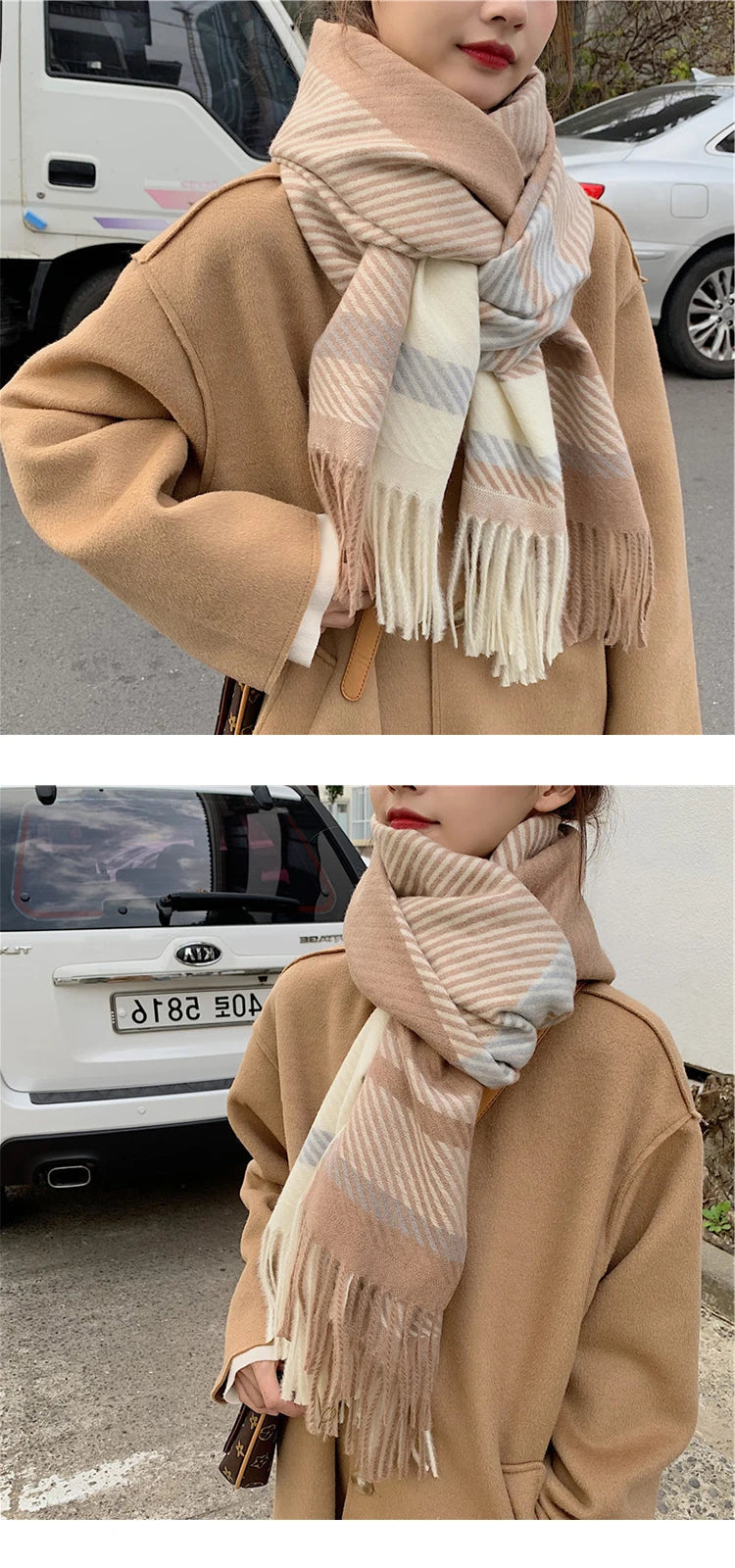 New 2023 Women Scarf Autumn Winter Vintage Preppy Style Plaid Wrap Scarve Pashmina Mujer Femme Foulard Bufanda Shawl Unisex Men