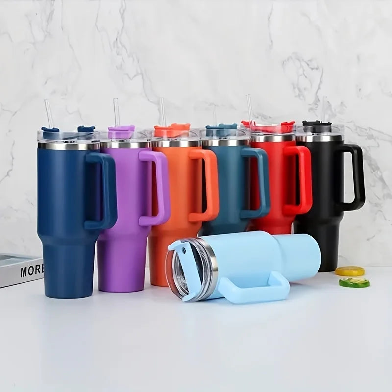 40 oz Stainless Steel Insulated Water Bottle With Handle Drinking Cups Keeps Cold Tumbler With Lid Straw Mug for Summer Outdoor