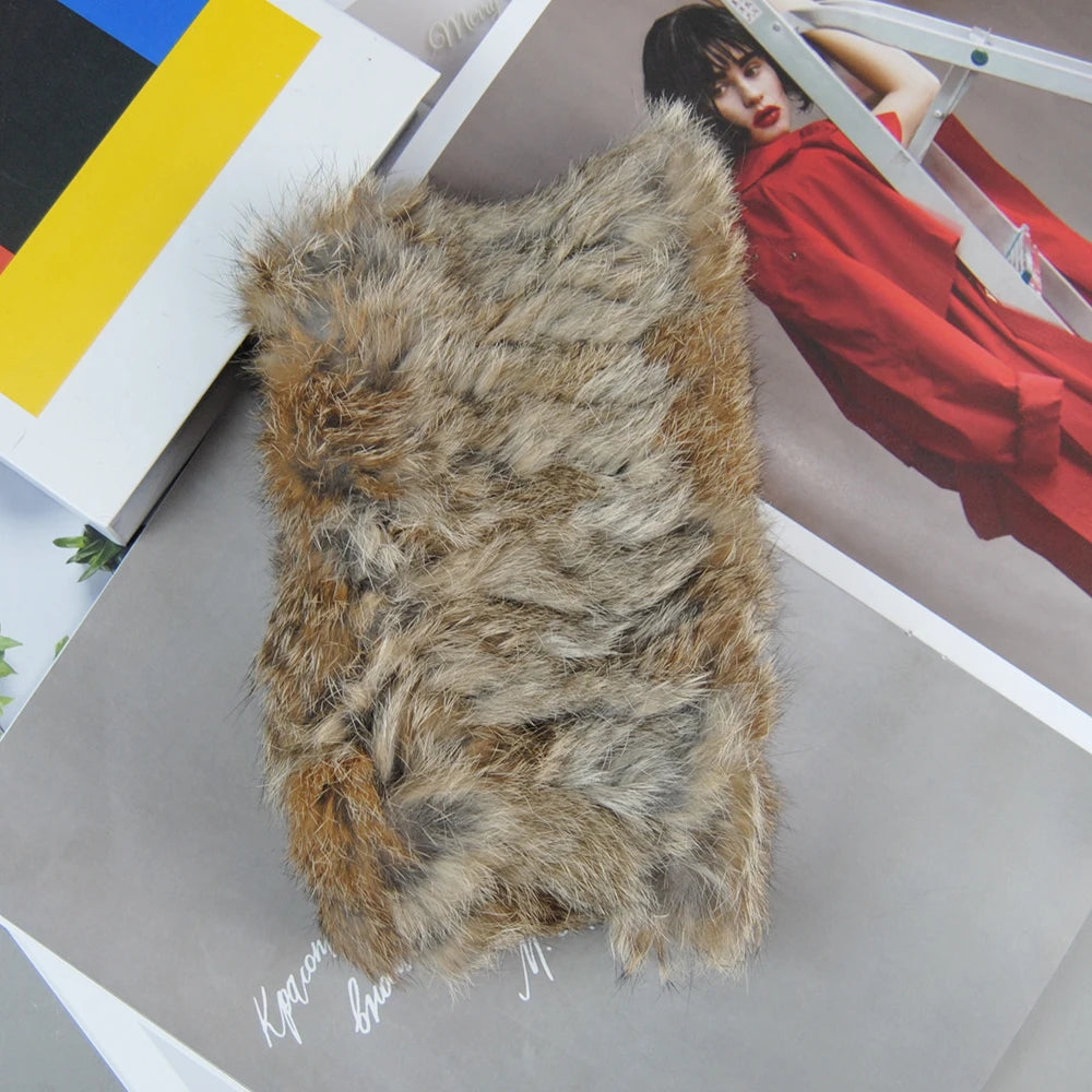 Hot Sale Brand Women Real Rex Rabbit Fur Scarf Girls Warm Soft Knitted Good Elastic Rabbit Fur Headband Natural Fur Ring Scarves