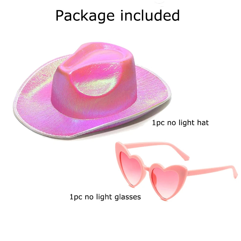 Hot Cowgirl Hat Men and Women's EL Wire Glow Cowboy Hat Wedding Party Supplies Glowing Jazz Hat Stage Shining Caps Photo Props