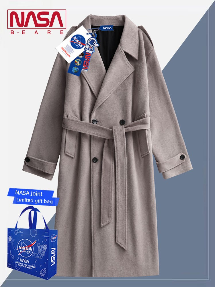 Nasa Joint Name K-Style Trench Coat – Mid to Long Length, British Autumn Fashion, Fancy Idle Style with Baggy Fit for Men