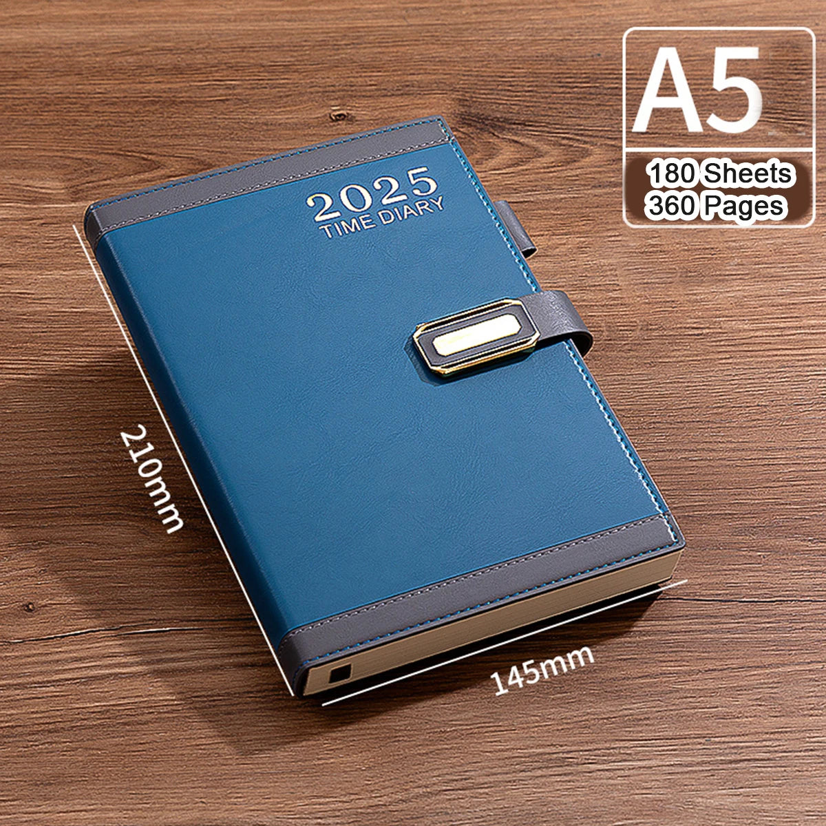 (Can Engrave Logo) A5 Thickened Leather Student Subject Notebook, New 2025 Buckle Notepad, Travel Log, Diary, 180 Sheets