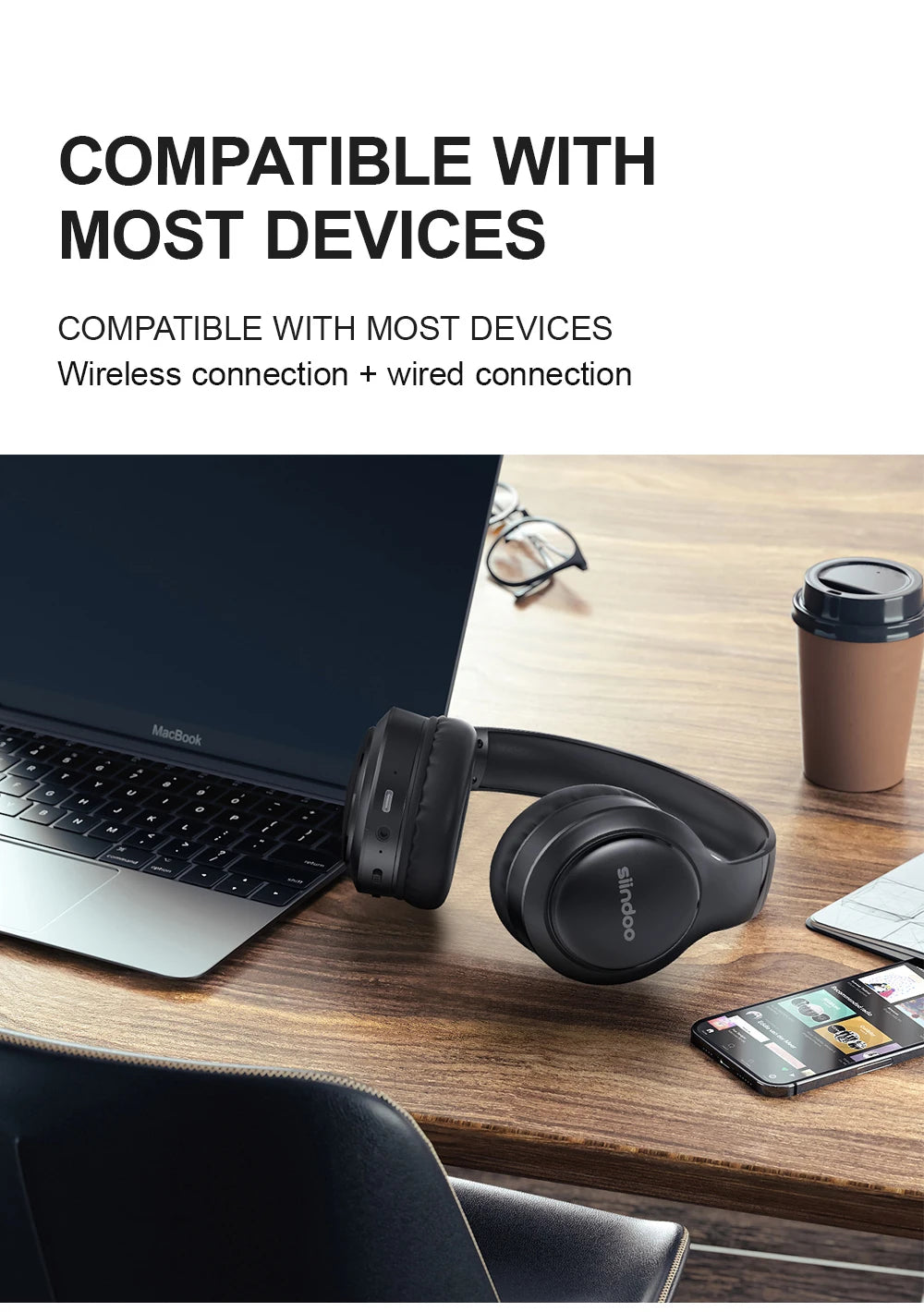 Siindoo JH-919 Wireless Bluetooth Headphones Foldable Stereo Earphones Super Bass Noise Cancelling Mic For Iphone Laptop PC TV