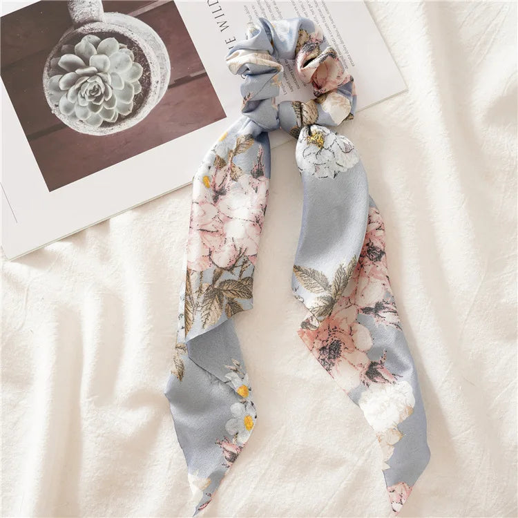 2022 Summer Vintage Print Flower Beach Bandana Hair Scarf Fashion Elastic Rubber Headbands for Women Girl Hair Accessories