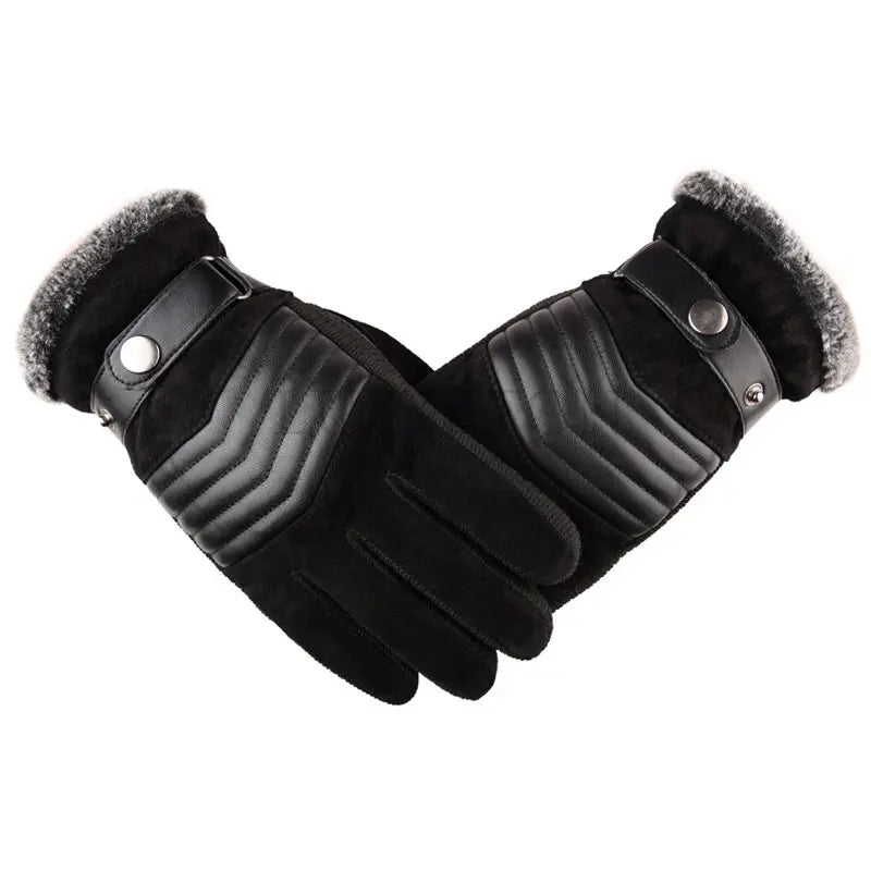 Men's Leather Gloves – Real Pigskin Winter Gloves, Warm and Thick for Driving, Skiing, and Outdoor Activities, Russia-Style Guantes Luvas