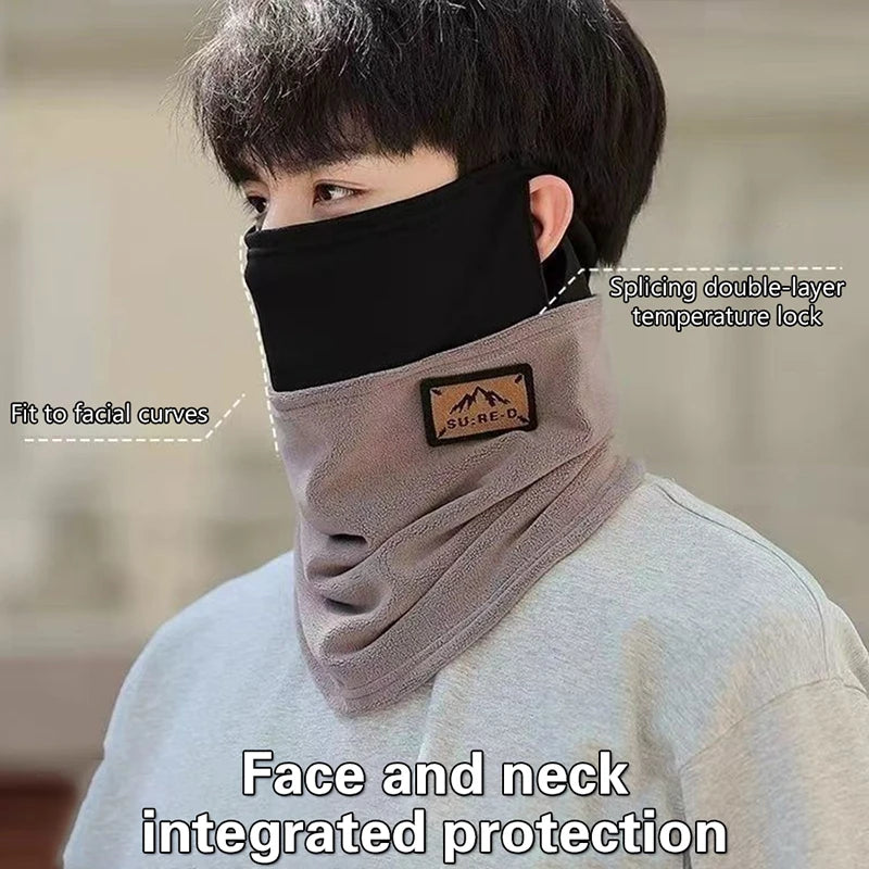 Korean Style Portable Windproof Neck Cover Winter Keep Warm Neck Guard Ear Hanging Scarf Double Layered Long Cycling Face Mask