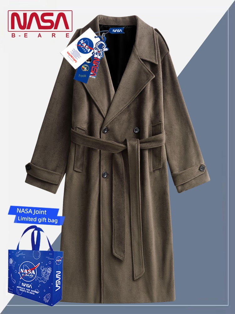 Nasa Joint Name K-Style Trench Coat – Mid to Long Length, British Autumn Fashion, Fancy Idle Style with Baggy Fit for Men