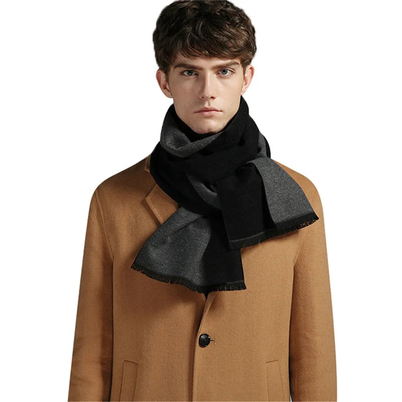 Fashion Men Scarves Luxury Plaid Autumn Winter Pashmina Neckerchief Thicken Warm Imitation Cashmere Men's Business Long Wraps