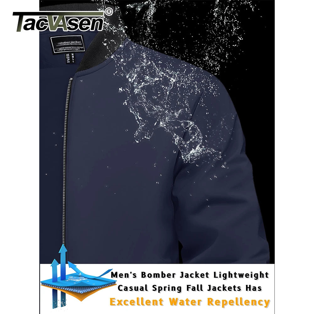 TACVASEN Men’s Varsity Bomber Jacket – Lightweight, Windproof & Waterproof Fall Outerwear for Outdoor & Casual Wear