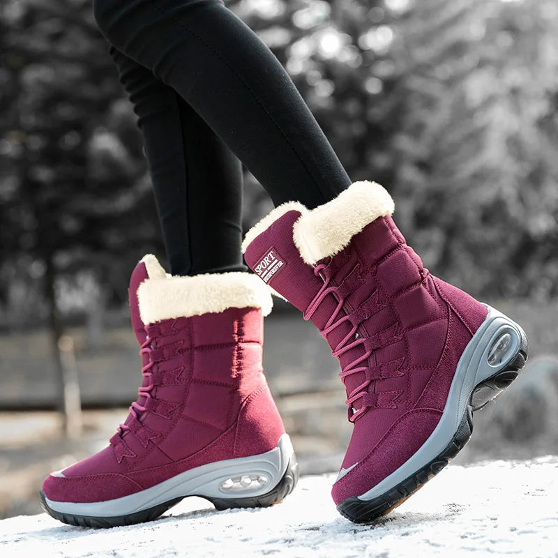 Winter Women Boots High Quality Warm Snow Boots Lace-up Comfortable Ankle Outdoor Waterproof Hiking 2024