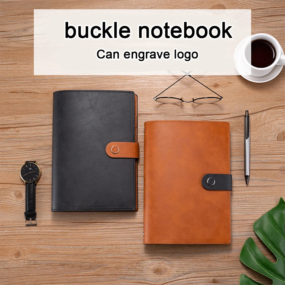 Customizable A5 Soft Leather Loose-leaf Notepad, Student Subject Notebook, Buckle Diary, and Work Meeting Minutes – Logo Engraving Available