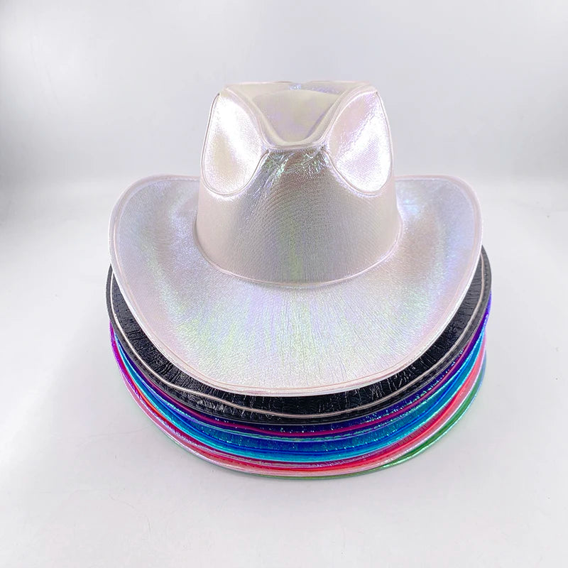 Hot Cowgirl Hat Men and Women's EL Wire Glow Cowboy Hat Wedding Party Supplies Glowing Jazz Hat Stage Shining Caps Photo Props