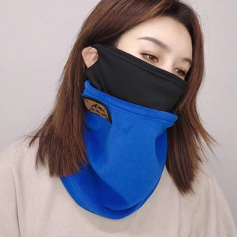 Korean Style Portable Windproof Neck Cover Winter Keep Warm Neck Guard Ear Hanging Scarf Double Layered Long Cycling Face Mask