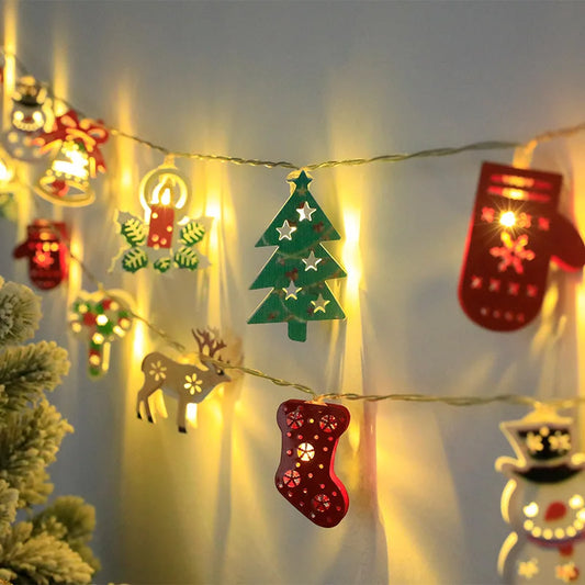 LED Fairy Lights Garland – Fawn Gloves and Bell Design, Battery-Operated Decorative Light for Living Room, Bedroom, or Garden, Iron Decorative Lamp