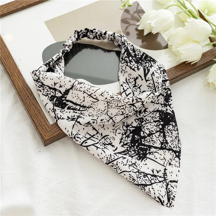 2022 Summer Vintage Print Flower Beach Bandana Hair Scarf Fashion Elastic Rubber Headbands for Women Girl Hair Accessories