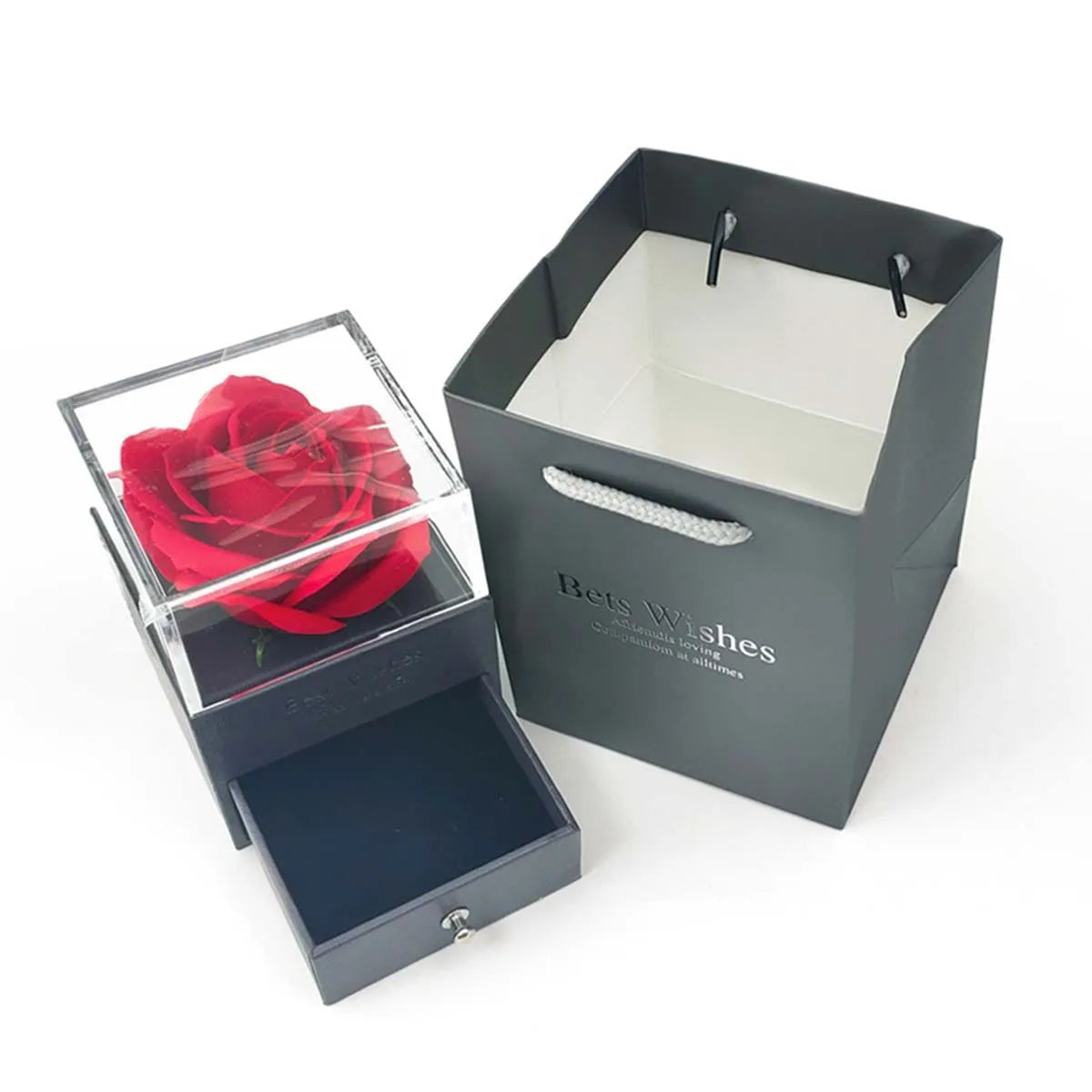 Eternal Love Hollow Zircon Necklace & Artificial Flower Set – Perfect Mother’s Day Gift in Luxury Jewelry Box