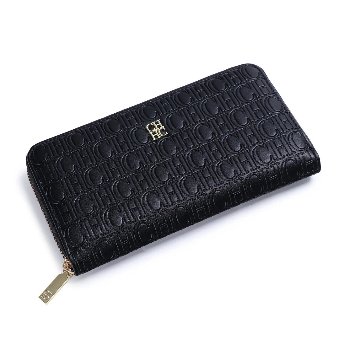CH Women's Solid Colour Long Wallet Niche Design Fashion Simple Large Capacity Bag Luxury Temperament Vintage Classic Wallet