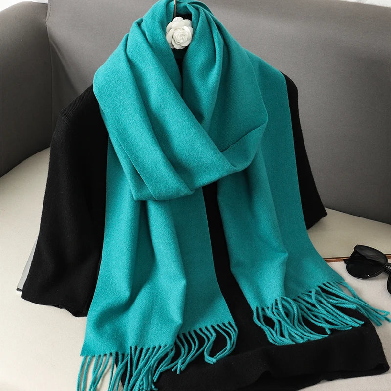 New 62 Color Winter Scarf For Women Long Warm Cashmere Scarves Hijab Solid Lady Shawl Wrap Female Pashmina Bandana Head Scarfs