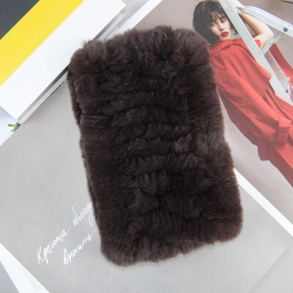 Hot Sale Brand Women Real Rex Rabbit Fur Scarf Girls Warm Soft Knitted Good Elastic Rabbit Fur Headband Natural Fur Ring Scarves