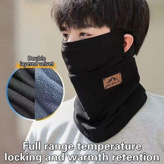 Korean Style Portable Windproof Neck Cover Winter Keep Warm Neck Guard Ear Hanging Scarf Double Layered Long Cycling Face Mask