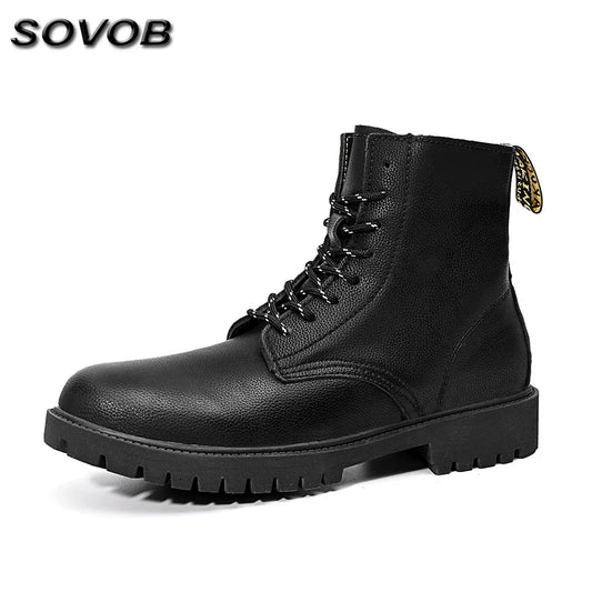 New Arrivals Brown Ankle Boots For Women Big Size 37-47 Lace-Up High Top Shoes Men's Boots Comfortable Flat Leather Boots Male