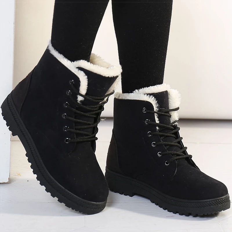 Women's Winter Boots Low Heels Women Boots With Fur Warm Winter Shoes Women Snow Boots Ankle Botas Mujer Winter Footwear Female