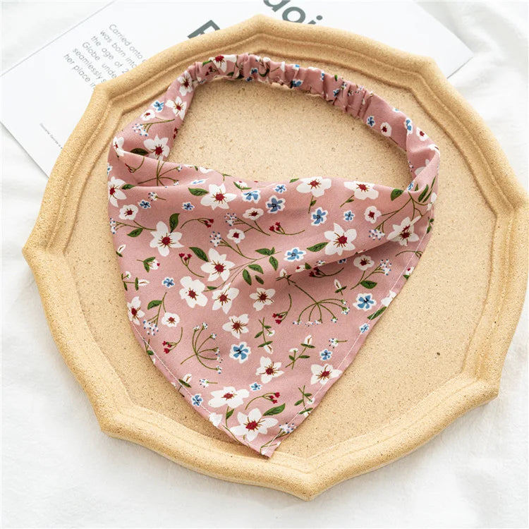 2022 Summer Vintage Print Flower Beach Bandana Hair Scarf Fashion Elastic Rubber Headbands for Women Girl Hair Accessories