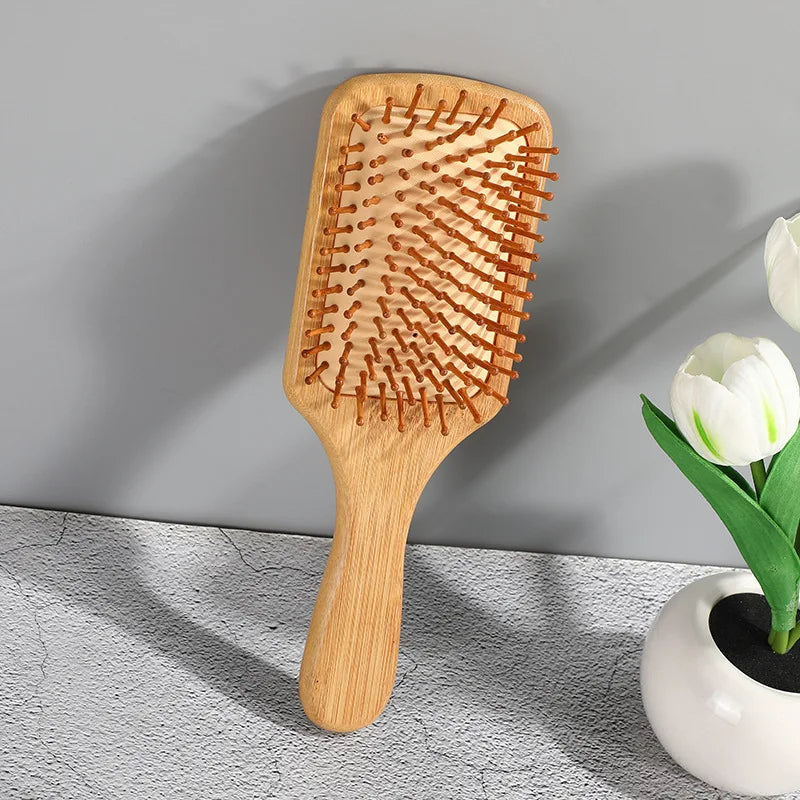 Wood Comb Professional Healthy Paddle Cushion Hair Loss Massage Brush Hairbrush Comb Scalp Hair Care Healthy bamboo comb