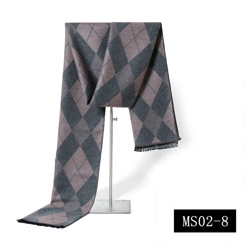 Fashion Men Scarves Luxury Plaid Autumn Winter Pashmina Neckerchief Thicken Warm Imitation Cashmere Men's Business Long Wraps