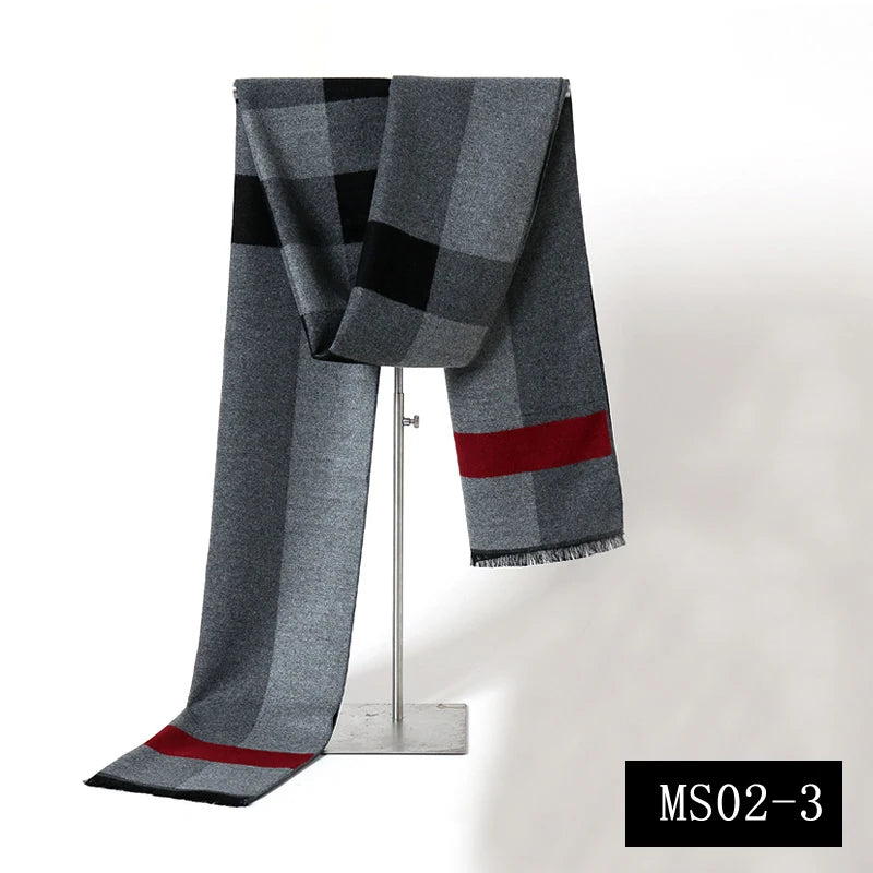 Fashion Men Scarves Luxury Plaid Autumn Winter Pashmina Neckerchief Thicken Warm Imitation Cashmere Men's Business Long Wraps