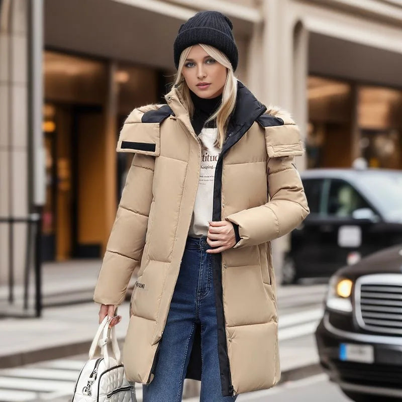 2024 Autumn & Winter New Arrival: Stylish Casual Warm Jacket for Women – Cute Down Cotton Coat, Elegant Long Parka with Thick Insulation