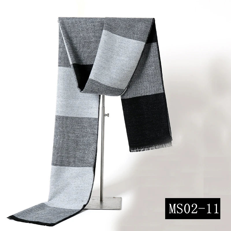 Fashion Men Scarves Luxury Plaid Autumn Winter Pashmina Neckerchief Thicken Warm Imitation Cashmere Men's Business Long Wraps